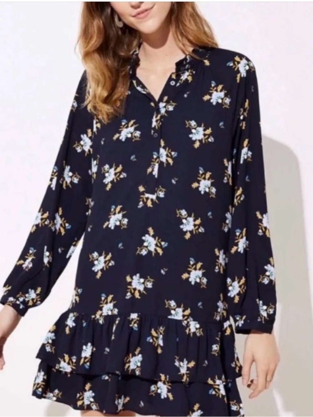 LOFT long-sleeve floral dress size M